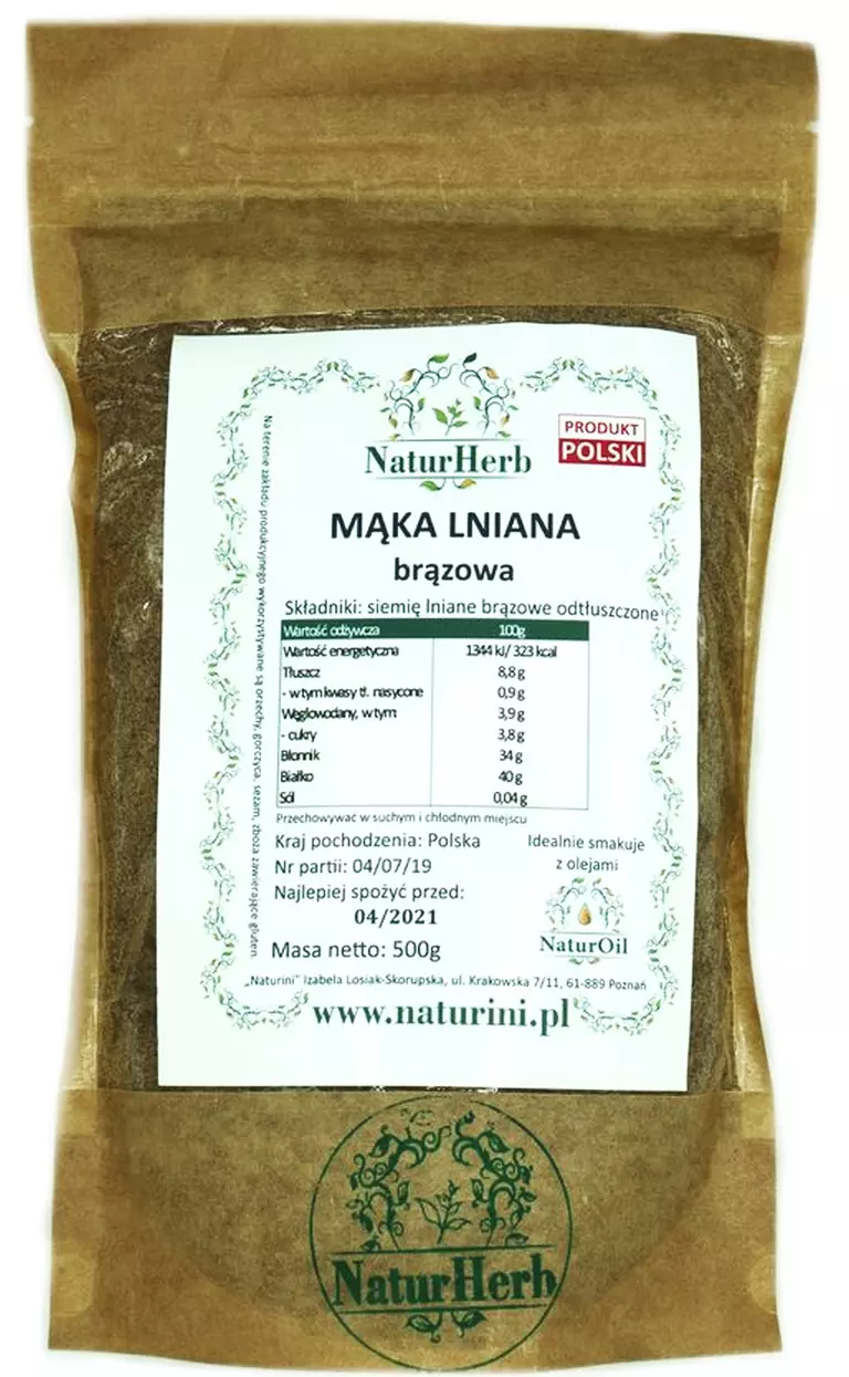 Mąka lniana brązowa doypack Naturini
